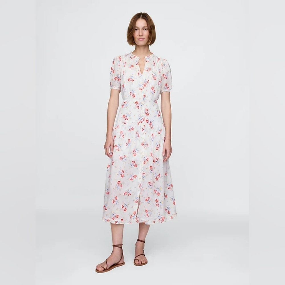 Gap × DÔEN Pintuck Floral Midi Dress